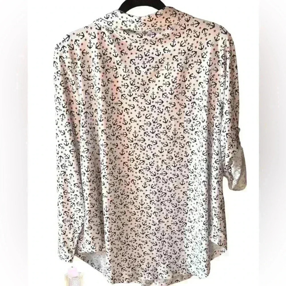 Lularoe xl anchor long sleeve blouse. NWT. white, red , &‎ navy. - Picture 2 of 4